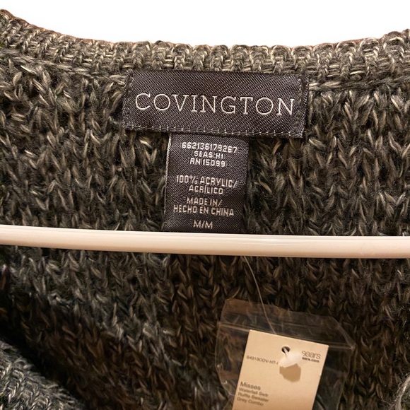 Covington Waterfall Cardigan Ruffle Front Size Medium Gray  NWT - Picture 6 of 7